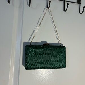 Dark green rhinestone clasp purse
